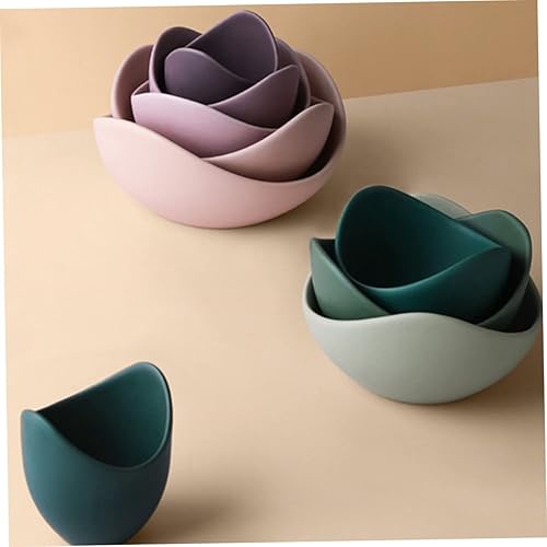 Miniatura 8 de Juego de cuencos de cerámica 3pc plato de postre plato de frutas plato simple recipiente de almacenamiento para el hogar tazón verde menta vajilla