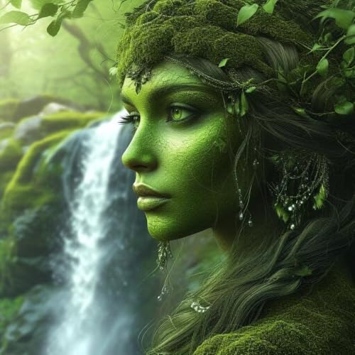 Peinture Numero Adulte Déesse des plantes, DIY Peinture Acrylique pour Adultes Enfants Débutants Facile sur Toile,avec Peintures et Pinceaux, Peinture à l'Huile sur Toile, Decor Cadeau 30x30cm S-492