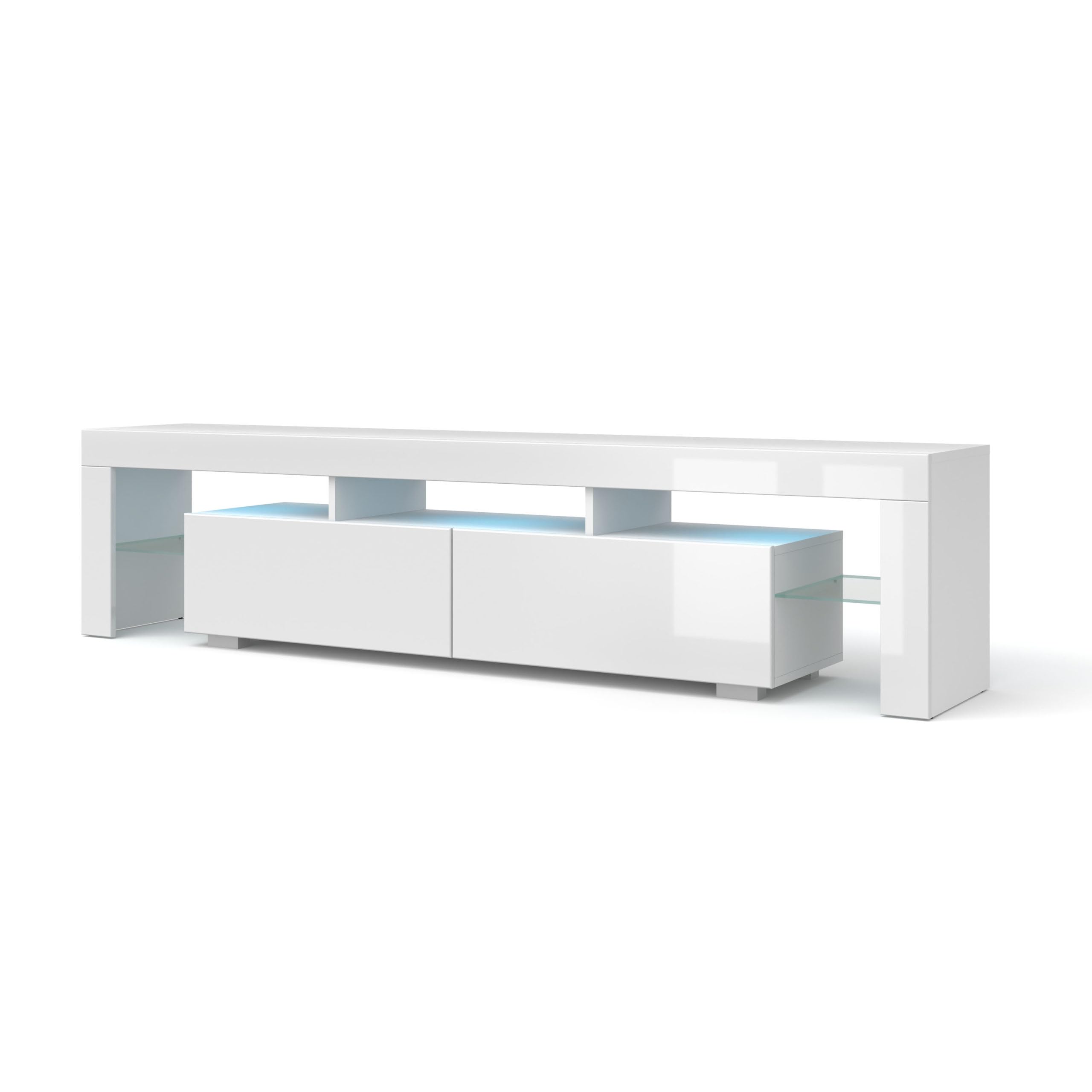 Meuble TV 190 cm blanc Panama Homlando pour grand écran salon moderne