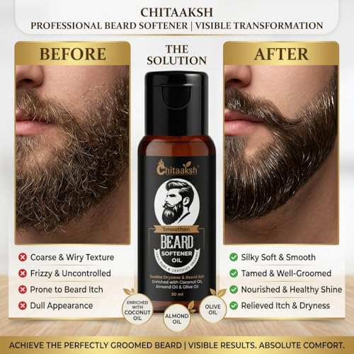 Image of Beard Softener Oil | 100% Pure & Organic | Enriched with Coconut, Almond & Olive Oil | Soothes Dryness & Itchiness | 30 ml (Pack Of 5)