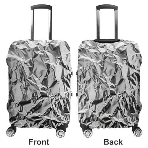 Luggage Cover Dustproof Anti-scratch Suitcase Cover Elastic Travel Suitcase Protector Textured Aluminum Foil Washable Baggage Case Luggage Sleeves Fits 18-32 Inch Luggage, XB06070013