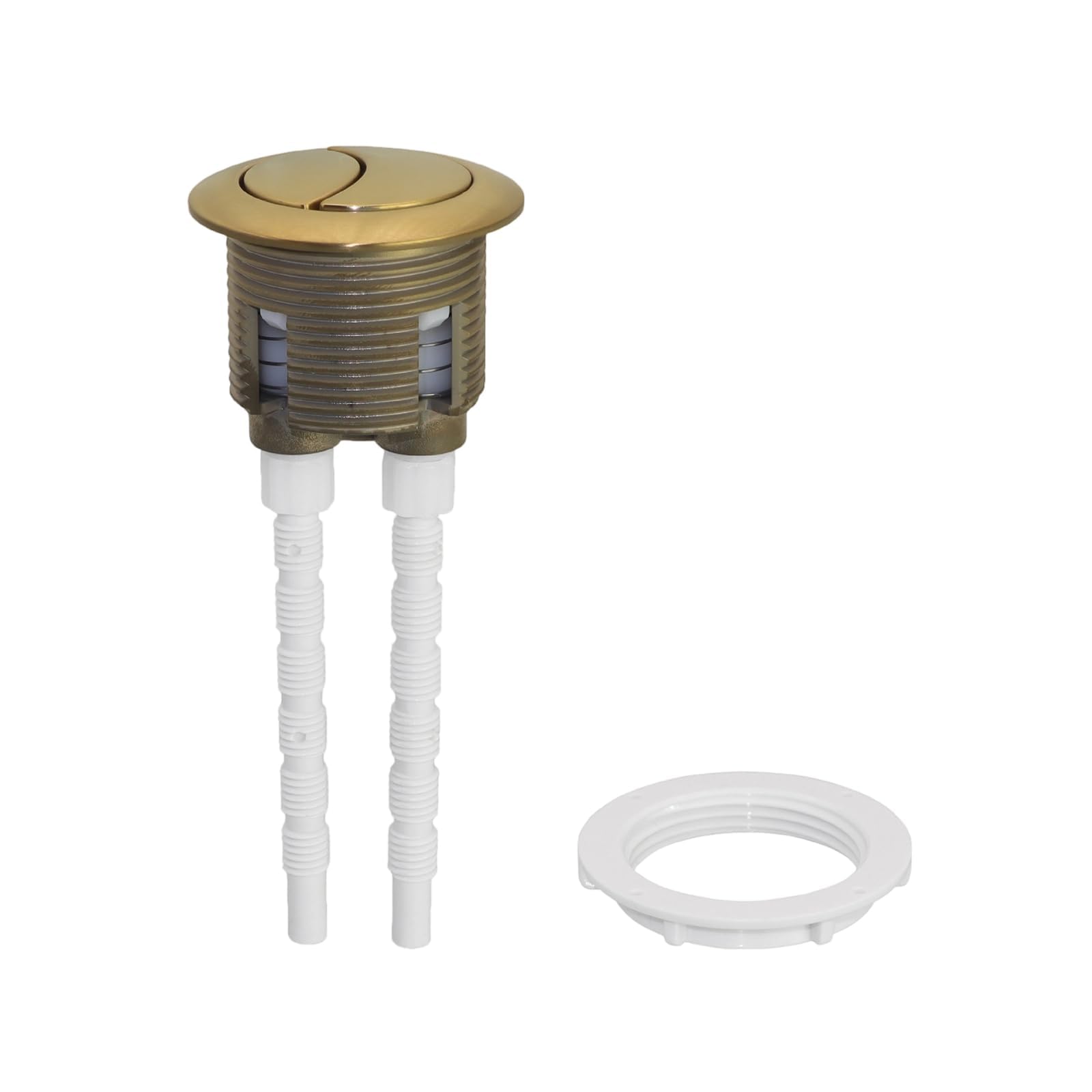 HAPPOW Brushed Brass Toilet Flush Button, Dual Flush Toilet Push Button Fit 38mm Cistern Hole, Effect Universal Toilet Push Button Flush Replacement (Gold)