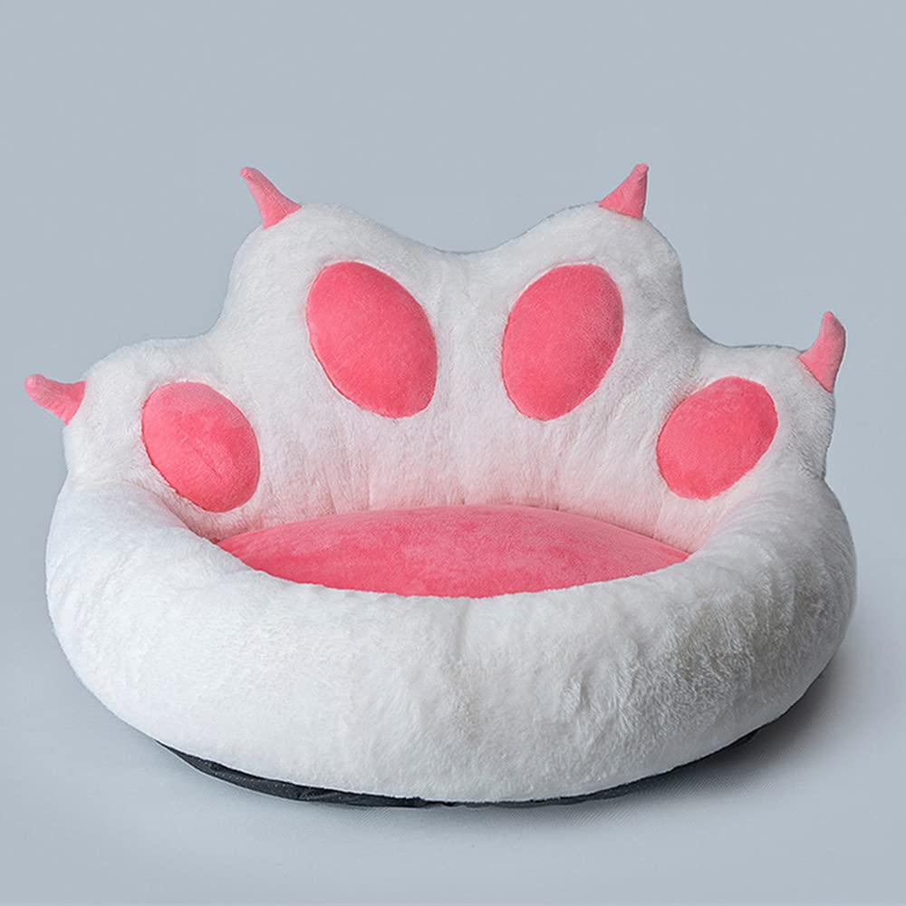 Cama Tridimensional para Perros con Garra De Gato Camas para Perros Calmantes Banco Redondo para Perros Y Gatos Perrera Suave Y Cálida,Blanco,68x60x35cm