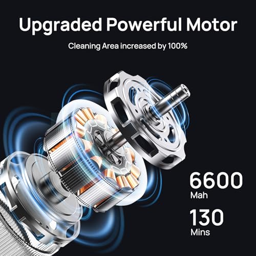 Image of (2026 Upgraded) Robotic Pool Vacuum for Above Ground Pool - 6600mAh for 130mins Runtime & 50W Powerful Suction, Self-Parking Pool Cleaner with 180μm Filter Tray Up to 1300 Sq. Ft (White&Green)