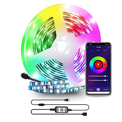 Tiras LED 2M, YOMYM Impermeable Tira LED USB con Control Remoto, Sincronizar con música, 5050 RGB LED Strip con 16 millones Colores, Luces LED para Habitacion, Hogar, Bar, Fiesta, Restaurante y Coche