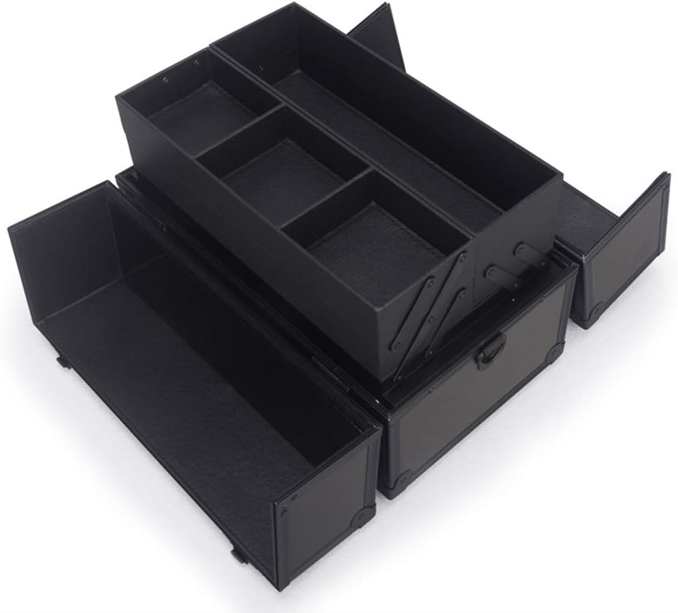 Portable Cosmetic Case Multi-Layer Double Open Aluminum Alloy Large Vanity Case Nail Makeup Storage Box