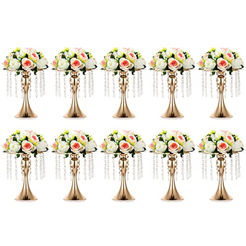 NUPTIO 10 Pcs Crystal Flower Stand Wedding Centerpieces for Tables,