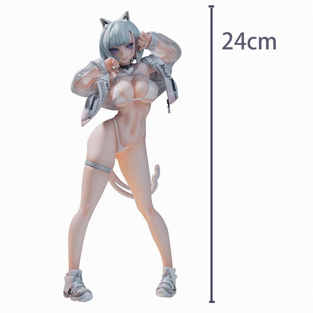 DEXSHUN Kin Mirai Nekomata MIU Figur Anime Manga Illustration Figuren Süße Katzenfrau Modell PVC Anime Statue Sammlerstück Dekoration Geschenk 24cm