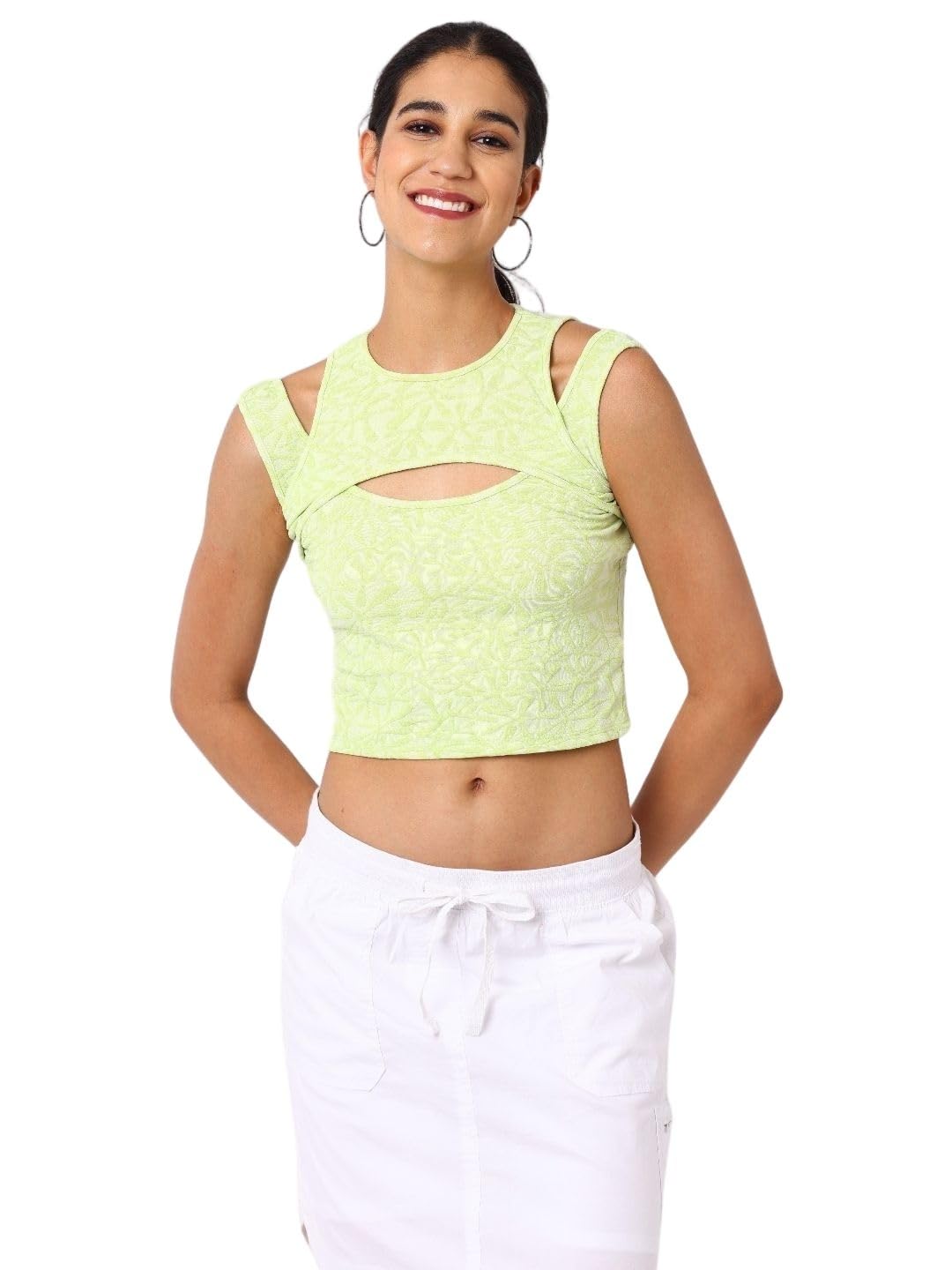 freehand by The Indian Garage Co Women Fitted Casual Textured Cut Out Top-picture-38