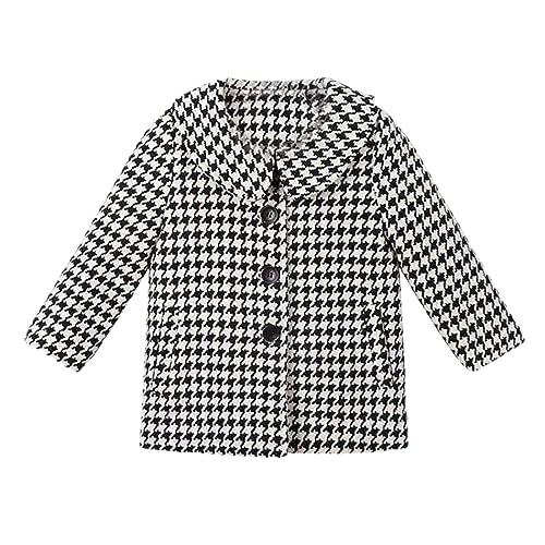 Warm Coat 2024 New Toddler Autumn Winter Girls Lapel Long Sleeve Checkered Buttoned Coat Temperament Coat Jacket