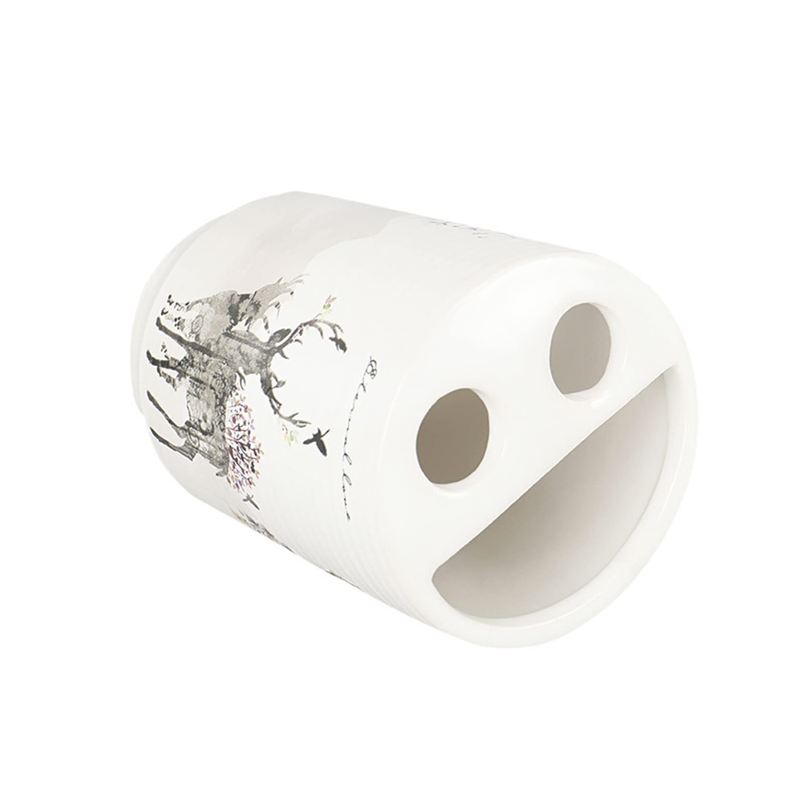 Juego de 4 dispensadores de jabón para baño y Soporte para cepillos de Dientes, con dispensador de loción de cerámica, Porta Cepillo de Dientes, Vaso y jabonera -Blanco