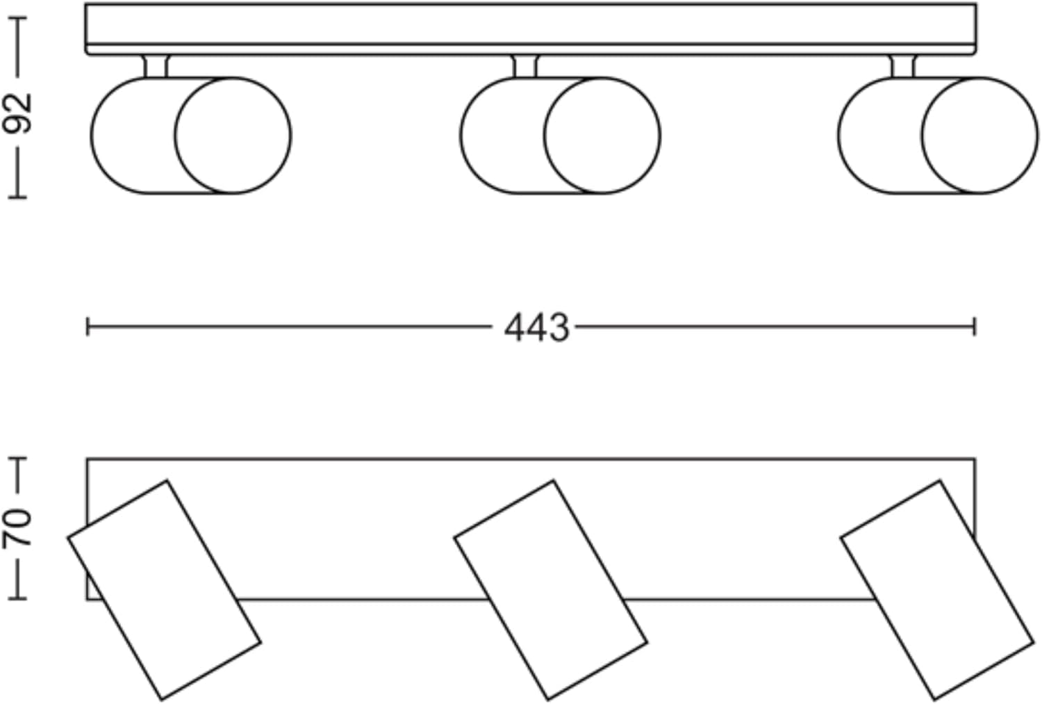 PHILIPS Kosipo Decken-/Wandleuchte mit 3 Spots, einfache ClickFix-Installation, ohne Leuchtmittel (GU10), Weiß, IP20, blendfrei