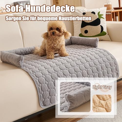 ZF YLYH Sofa Hundebetten Hund Matte Sofaschutz: Comfort Hundematten 75cm Universelles Haustierbett mit Nackenrolle Antirutsch Hundebett Sofa-Auflage Möbelschutz (Hellgrau)