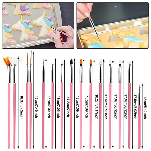 15-Piece Food-Safe Cake Painting Brush Set - Tools for Fondant and Cookie Decoration (Pink) - Image 2