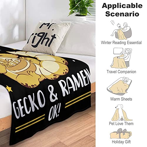 Gecko Ramen Blanket Gifts, 50"*60" Flannel Throw Blanket, Soft Warm Fuzzy Fluffy Plush Blankets for Women Men, for Sofa Couch Bed Travel Room Decor - Image 6