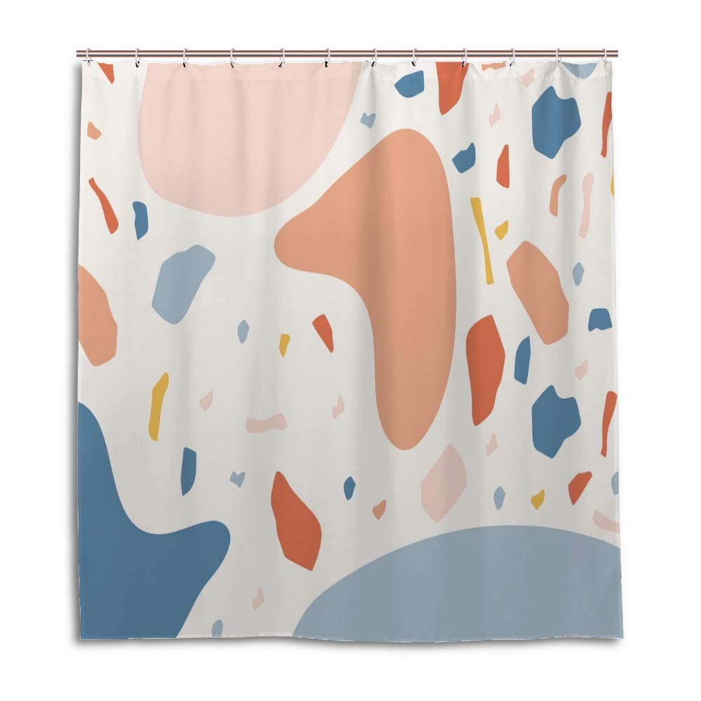 Rideau de douche coloré abstrait 152 x 183 cm en tissu imperméable pour décoration baignoire