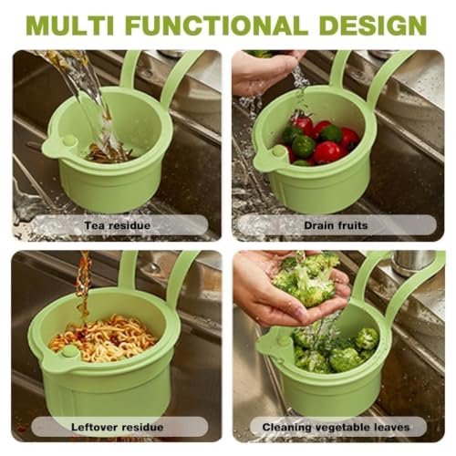 Image of Kitchen Sink Drain Basket, Faucet Hanging Strainer, Sink Strainer Basket, Press Automatic Dumping Kitchen Draining Makeup Remover for Newborn Babies