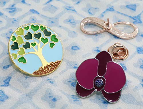 Enamel Pin Set Cute Pins for Backpacks, Tree of Life, Orchid, Infinity Love Enamel Pins Thanksgiving Gifts Christmas Gifts