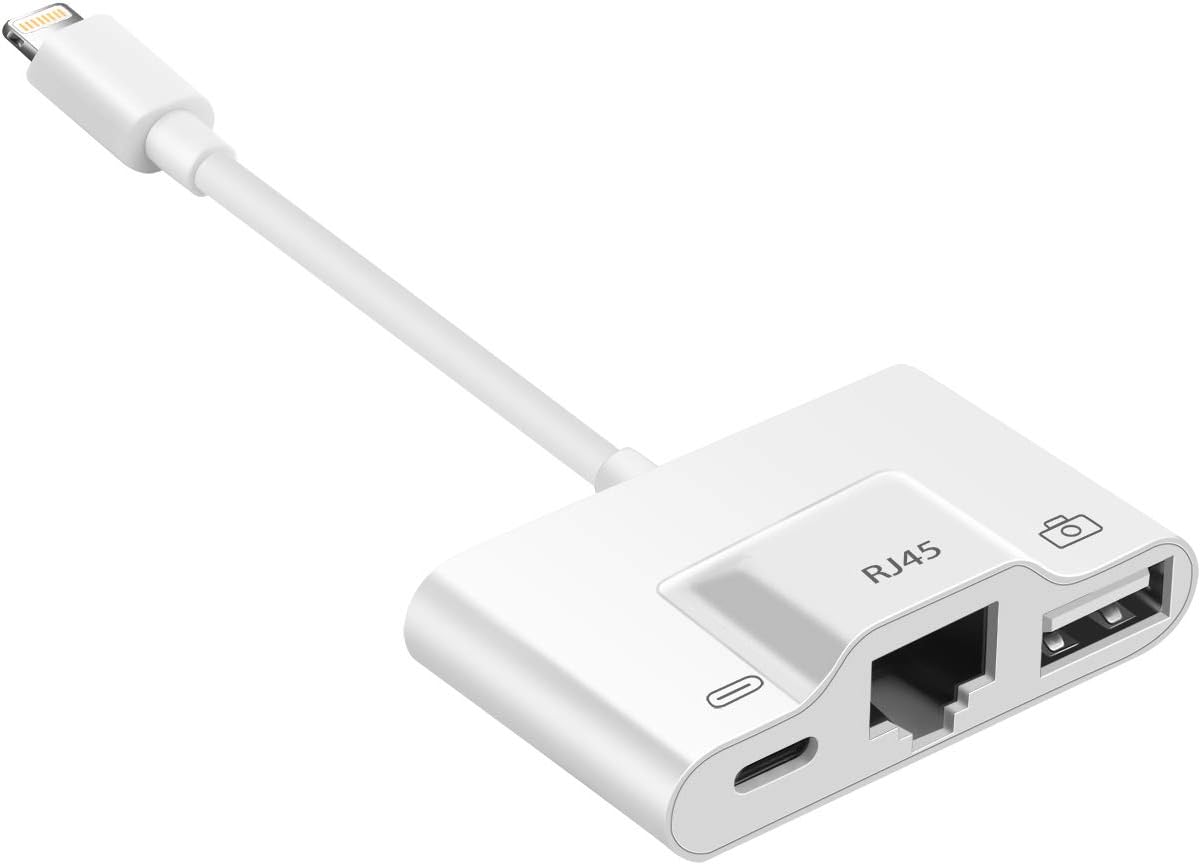 Lighting RJ45 Phone Network Adapter for Phone/Pad Phone Adapter, USB Camera