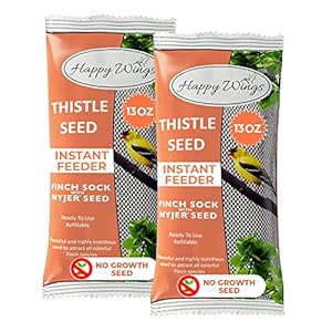 Nyjer/Thistle Seeds Wild Bird Food – (Pack of 2, 13 Ounce x 2) | Prefilled Sock | No Grow Seed | Bird Seeds for Wild Birds