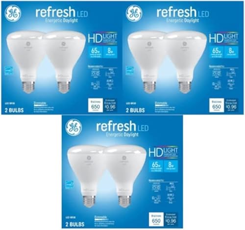 GE Refresh 6-Pack 65 W Equivalent Dimmable Daylight Br30 LED Light Fixture Light Bulb, Packaging May Vary GE Refresh 6-Pack 65 W Equivalent Dimmable Daylight Br30 LED Light Fixture Light Bulb, Packaging May Vary