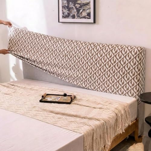 Image of HOMETHREADS Stretchable Lycra /Velvet Bed Cover | Soft, Dust-Proof & Wrinkle-Resistant Bed Back Protector | Fits Leather, Wooden & Fabric Bedsides (Brown, 90x65Cm)