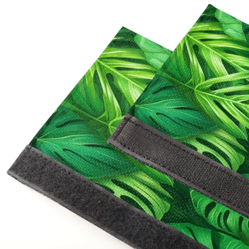 Image of Pardick Summer Palm Leaf Green Refrigerator Door Handle Covers Set of 2 Summer Palm Leaf Green Washable Fridge Dishwasher Mocrowave Oven Door Decor Protector Handle Cover Kitchen Appliance Decorative