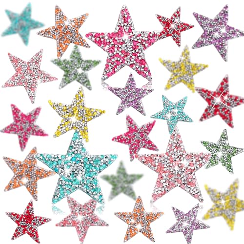 Syhood 24 Pcs Star Patches Iron, 1.57 Inch, Mixed Color