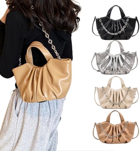 JSGHGDF 2024 NEW Bucket Bags Simple Fashion Bag Pleated Crossbody