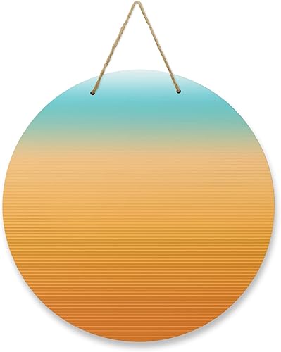 Letrero de bienvenida para decoración de puerta delantera, color naranja, verde azulado, a rayas degradadas, coronas de 10 pulgadas, decoración