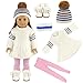 Price comparison product image Miunana Winter Clothes For 16 - 18 Inch American Girl Dolls And Other 16 - 18 Inch Dolls : White Sweater Dress + Hat + White Snow Boots + Pink Pants
