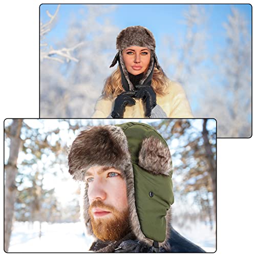 Image of 3 Pieces Russian Trapper Ushanka Hats for Men Women Winter Bomber Eskimo Warm Windproof Hats with Ear Flaps