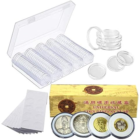 Liwein Coin Capsules, 120 Pieces Coin Holder Case Clear Round Plastic Coin Capsules Container with Foam Inserts for Coin Collection Supplies 6 Sizes(17/20/25/27/30/46 mm) Cover