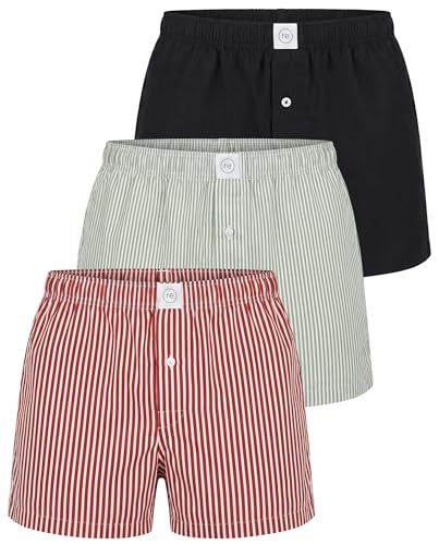 Image of Real Essentials 3 Pack: Men's Woven Cotton Poplin Lounge Shorts Sleep Casual Comfy Loose Fit Elastic Waist PJ Bottoms Pockets