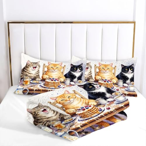 Couette 220x240 cm au poids ideal de 2.4kg avec motif chat gourmand - 3