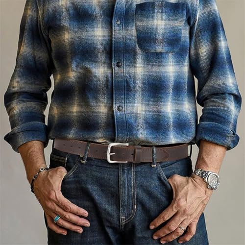 Genuine Leather Cowskin Casual Belt for Men, Cowboy Style Pin Buckle, Business Wear3