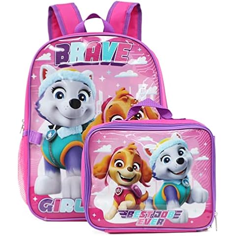 Group Ruz Nickelodeon Girl Paw Patrol 16'' Backpack With Detachable Matching Lunch Box (Pink/Purple) Cover