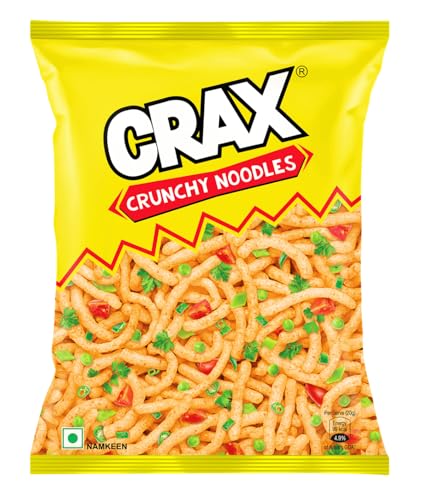 Image of Crax Crunchy Noodle Puffs 70g /75g |Indian Masala Magic| Spicy Tadka | Crunchy Snack | Social Gatherings, Fun Snack | Crunchy Gourmet Snacks for Parties, Drinks, Tea & Coffee | 100% Vegetarian (Weight may vary)