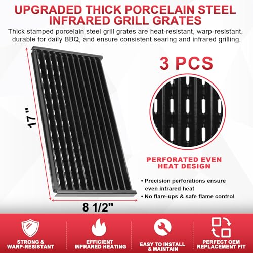 17 inch Infrared Grill Grates for CharBroil G460-0500-W1 Performance Tru Infrared 3 Burner Grill Replacement Parts, Char-broil 463371116 463370919 463344116 463370015 463335115 463335014 Parts, 3 PCS by DcYourHome - Image 3