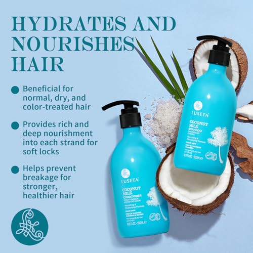 Image of Luseta Coconut Oil Shampoo and Conditioner for Dry Hair 16.9oz*2 | with Argan, Avocado & Almond Oil, Helps Nourish Dry Strands, Frizz Control, Restore Softness for Smooth, Healthy-Looking Hair