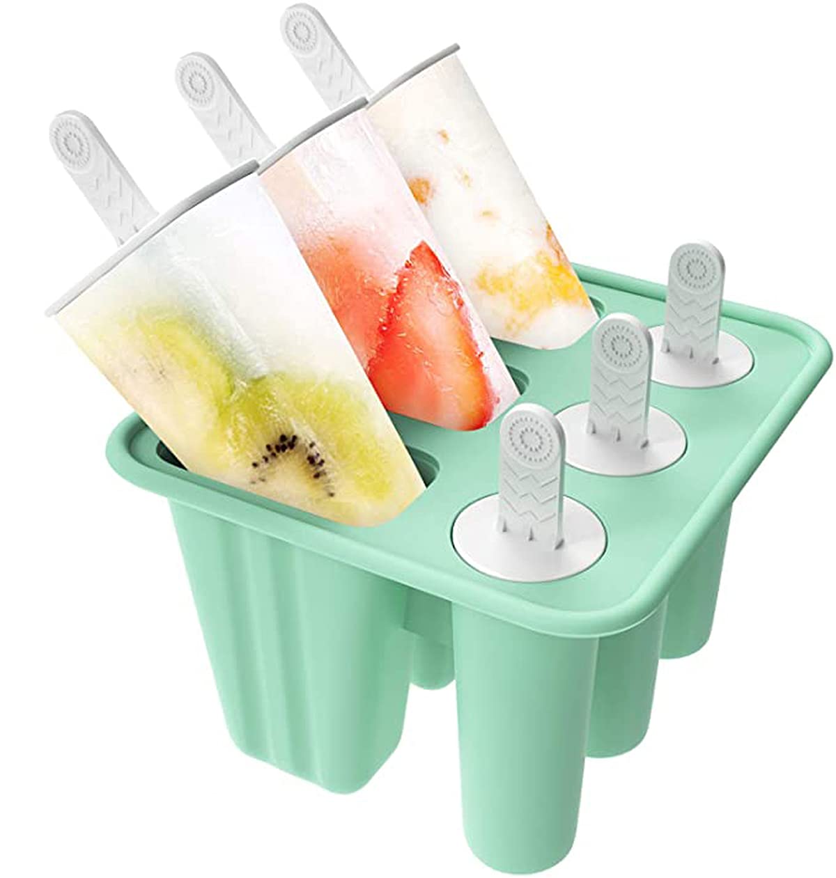 KASTWAVE 6 Cavities Popsicle Molds, Reusable Popsicle Maker Easy Release Ice Pop Molds Silicone Popsicle Molds