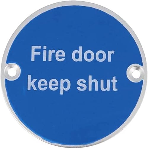 VSafety Fire Door Keep Shut Sign - Professional 76mm Aluminium Safety Sign with Fixings - Mandatory Blue Design for Fire Exits & Emergency Routes - Compliant with Building Regulations