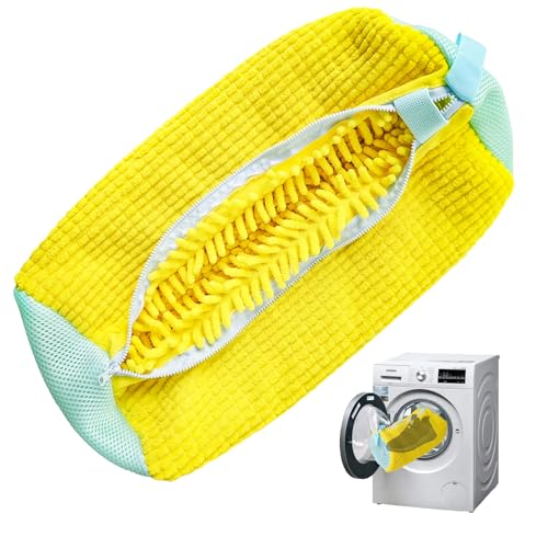 Shoe Washing Machine Bag, Trainer Sneaker Laundry Shoes Bag for Washing Machine Shoe Cleaning Bag Reusable with Zipper(1PC) (Yellow)