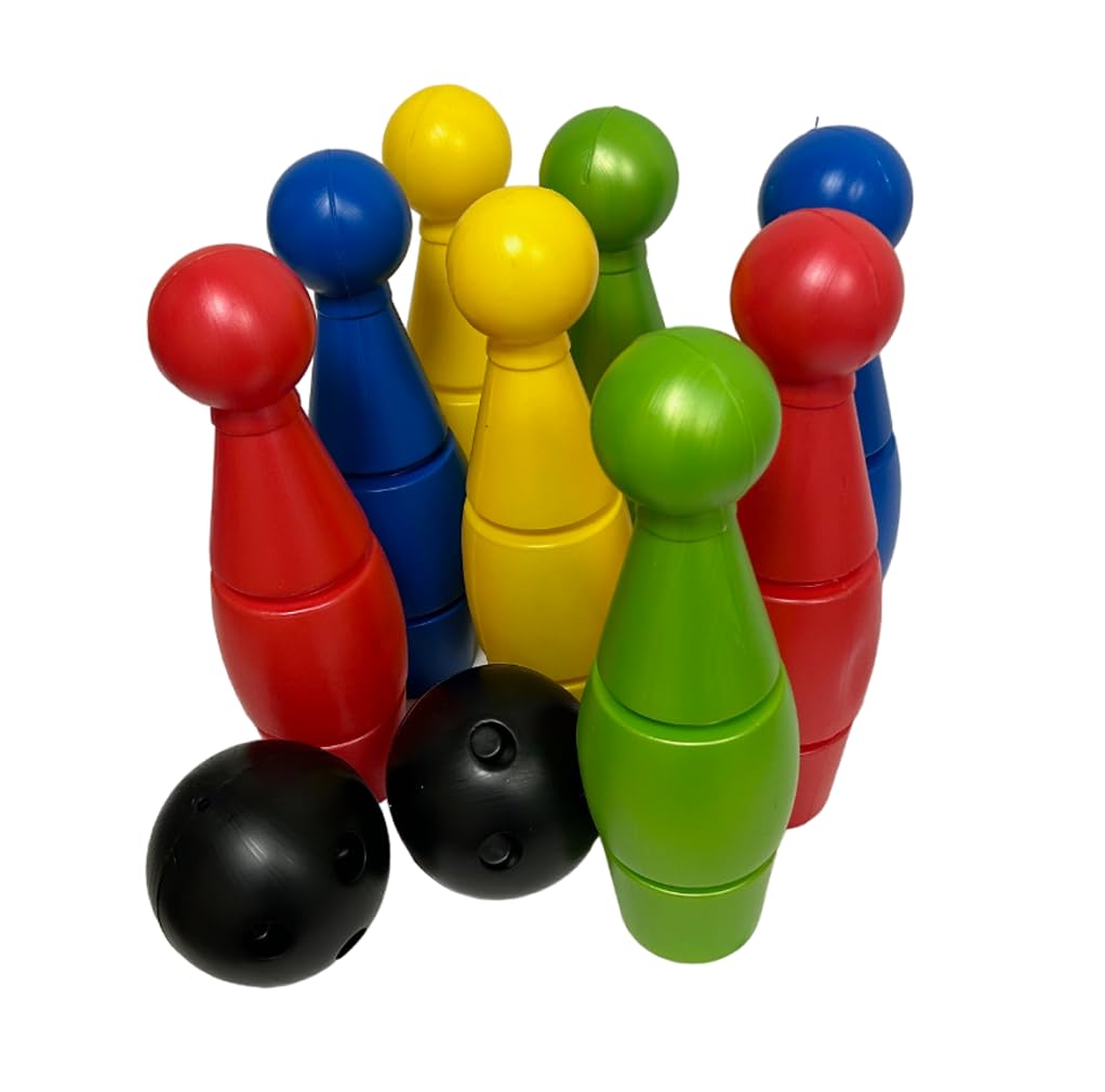 Bowling per Bambini Grande Set Birilli per Bambini Bowling con 8 Birilli e 2 Palle Birilli Grandi cm 34 Birilli Maxi Birilli in PLastica da Interno e Esterno Gioco Bowling MADE IN ITALY