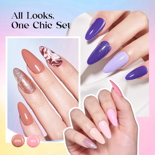 Image of beetles Gel Polish Shifting Lights - Gel Nail Polish Set Brown Burgundy Red Black White Green Purple Glitter 36 Colors with Base Coat Glossy Matte Glitter Top Coat UV LED Soak Off Gift for Women