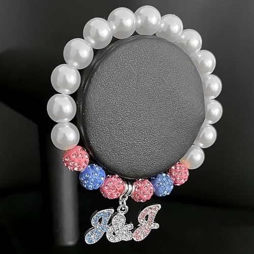 Stylish Jack & Jill Sorority Bracelet with Imitation Pearl Beads - Handmade Elastic Rhinestone Jewelry for JJ women Members4