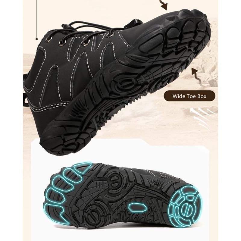 Kids Barefoot Shoes Fur Lined Zero Drop Sole,Unisex-Child Wide Toe Box Hiking Boots,Boys Girls Anti-Slip Waterproof Minimalist High Top Snow Boots (Toddler/Little Kids/Big Kids)4