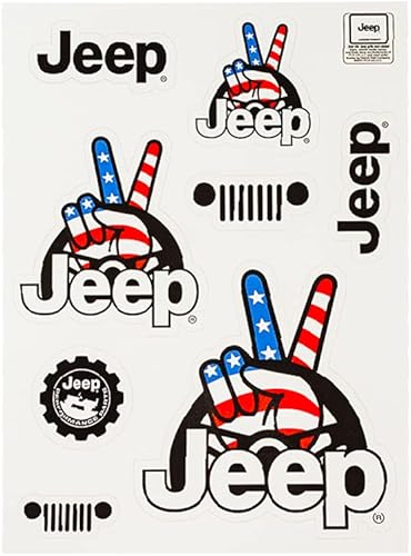 Jeep Paquete de 8 hojas adhesivas con logotipo de onda, adecuadas para interiores y exteriores