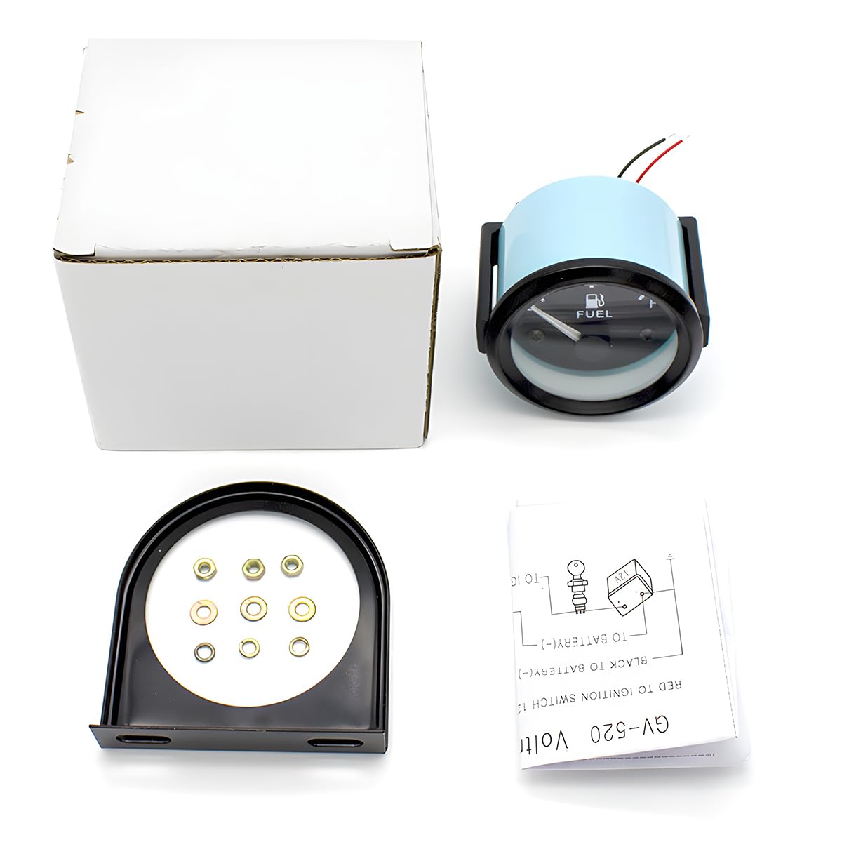 CGEAMDY Jauge Niveau Carburant, 52MM Indicateur Réservoir Carburant Universel, avec Rétroéclairage LED, Carburant Niveau Huile Indicateur Mètre 240-33ohm, pour Voiture RV Yacht Bateau Moto Camion