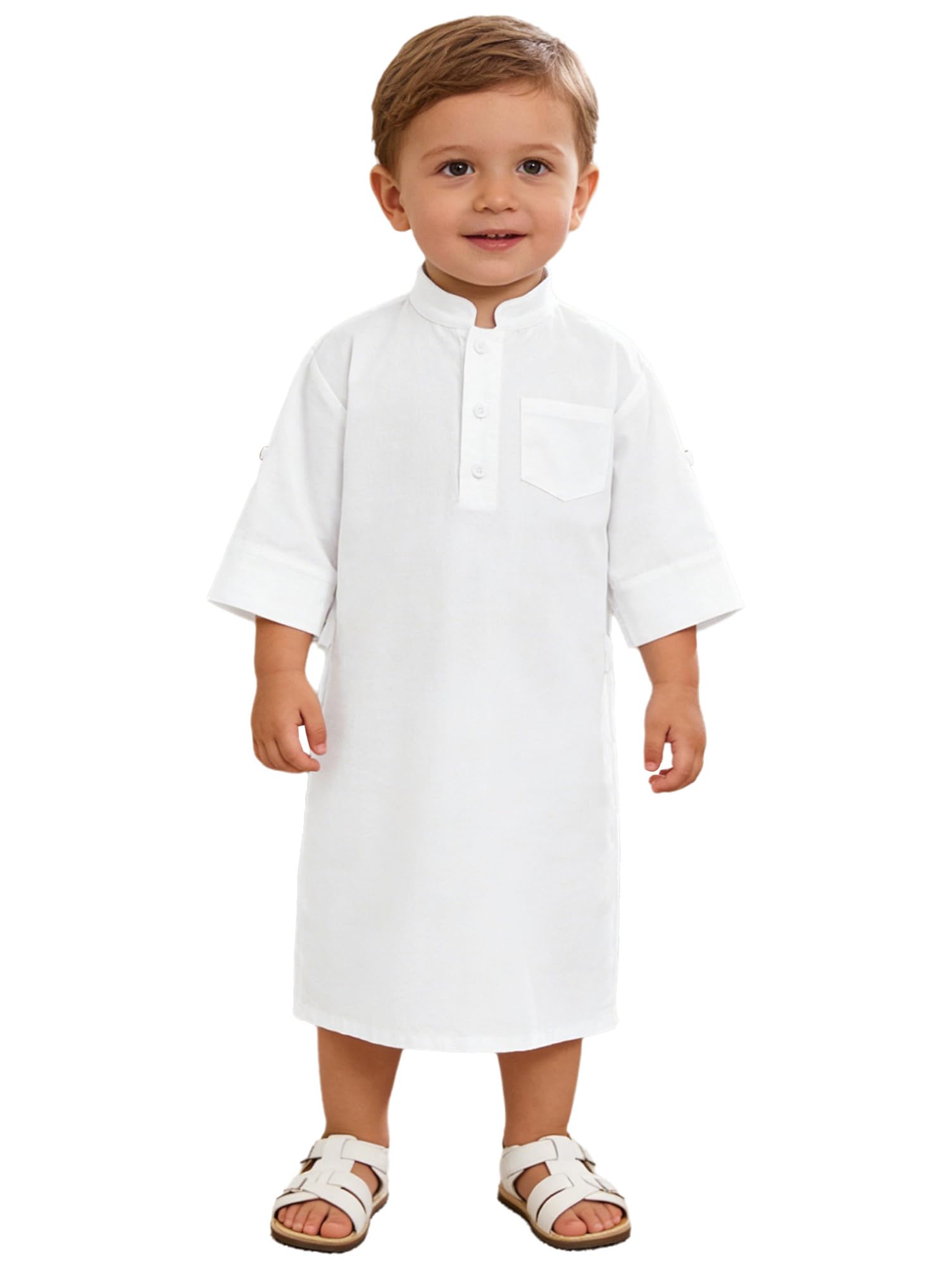 Thobe Arabe pour Bébé Garçon Robe Prière Abaya Eid Kaftan